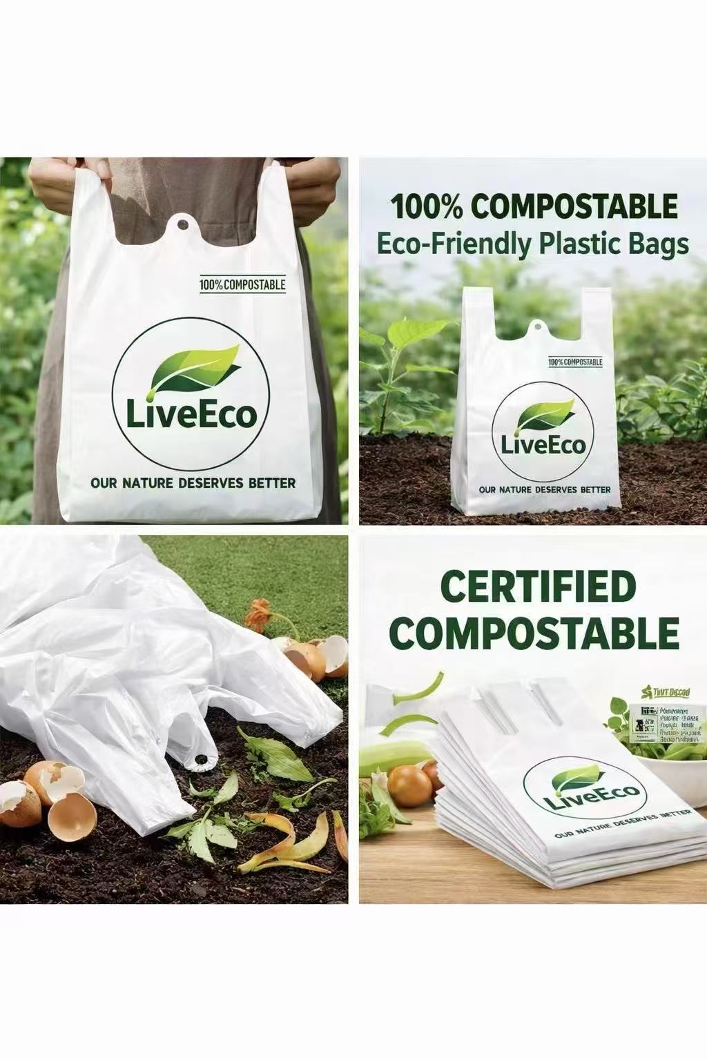 LiveEco 100% Compostable T-Shirt Bags